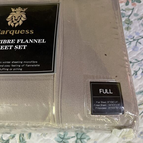 Marquess Microfiber Flannel Sheet Set Size Full Tan Brown New In Package - Picture 2 of 6